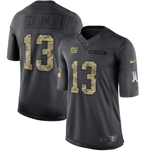 Youth Limited Odell Beckham Jr Nike Jersey Black - #13 2016 Salute to Service NFL New York Giants